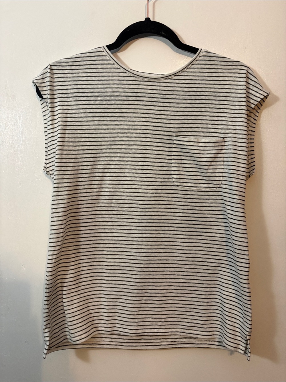 Thread & Supply Cream Tee with Black Stripes